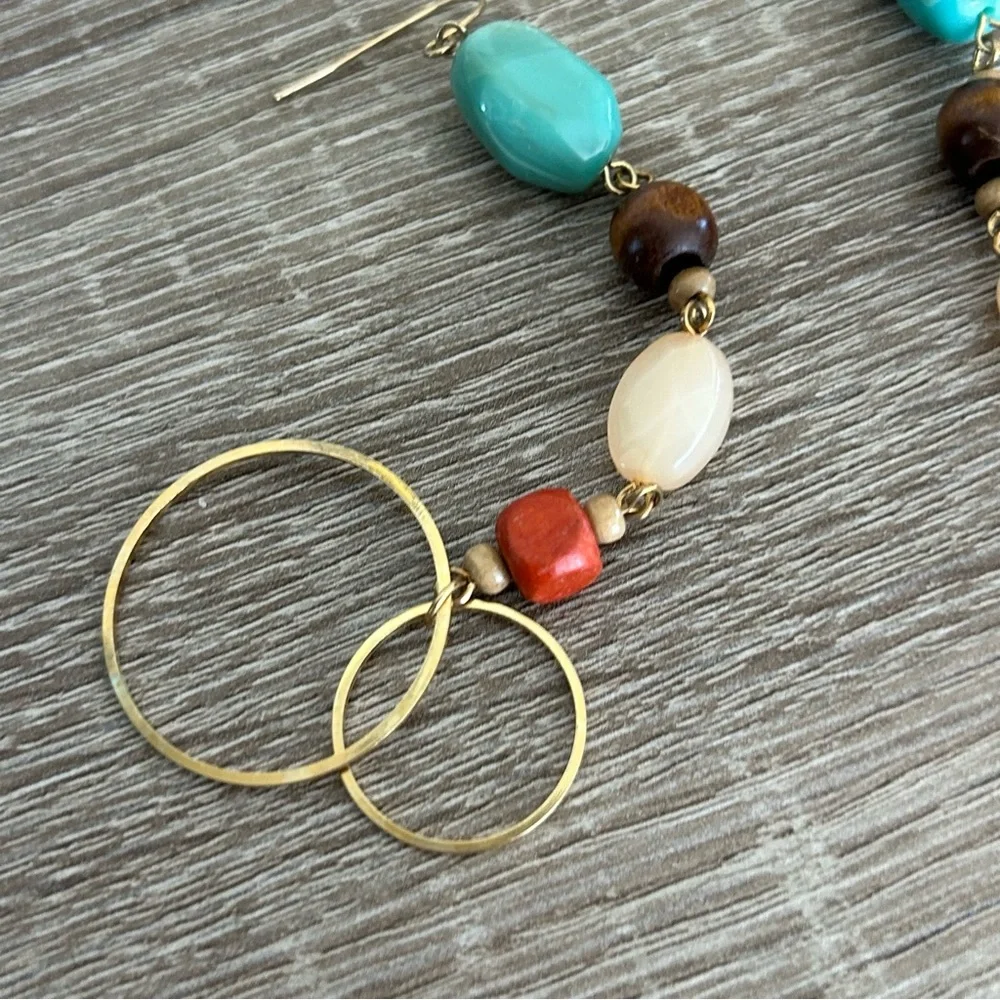 Multi Stone Drop Statement Earrings - Picture 8 of 11